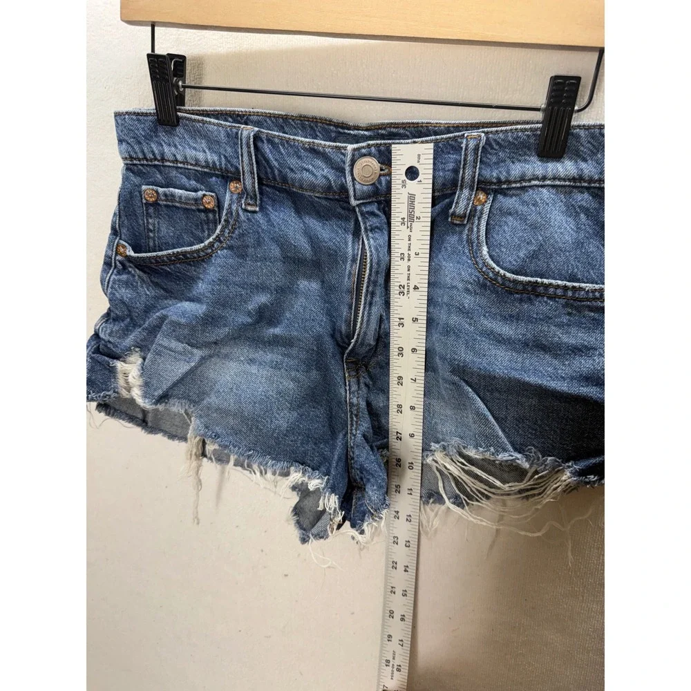 Aeropostale Denim Shorts Womens 6 Blue  Distressed High Rise Shorty 3504